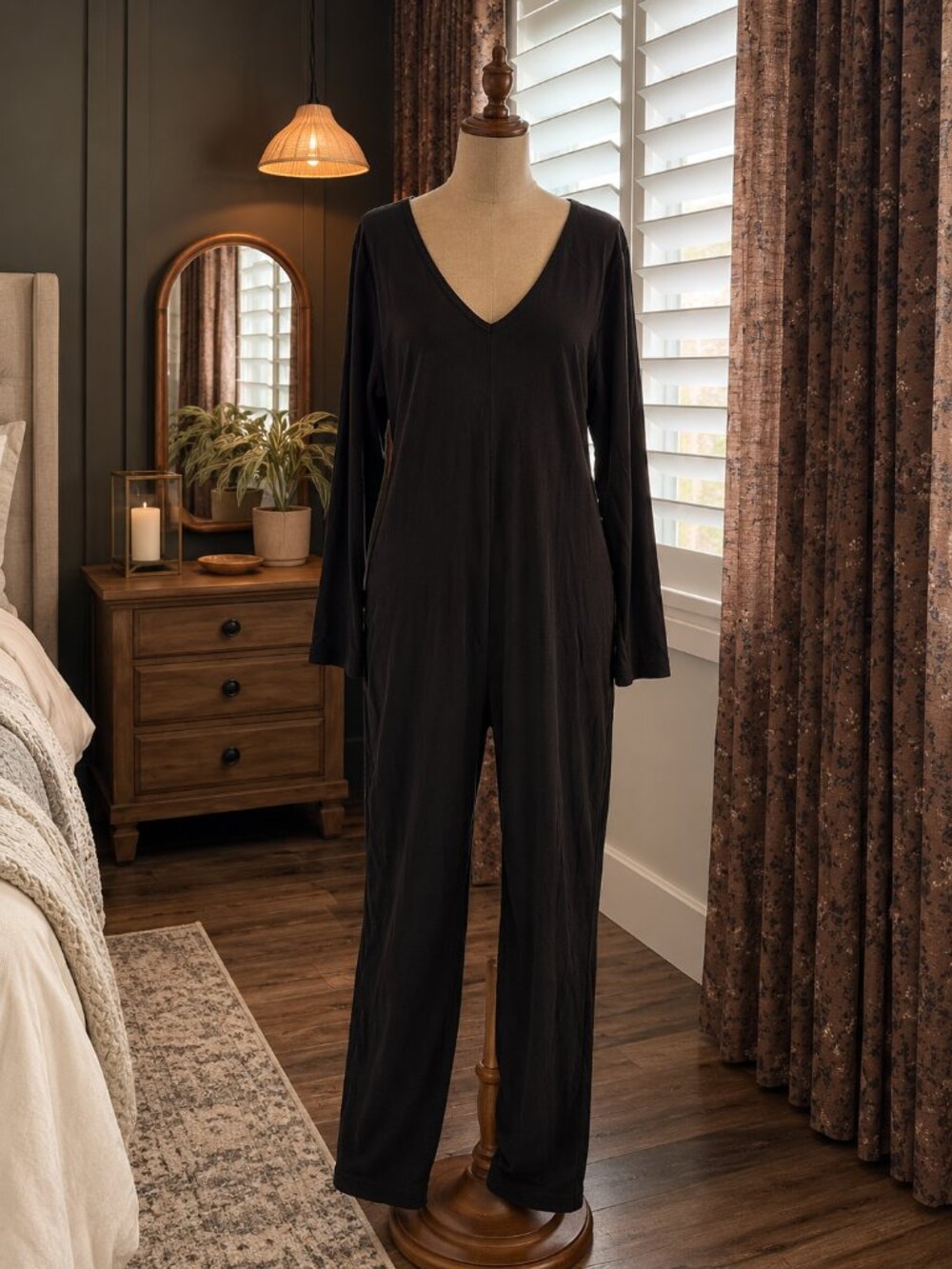 Smash & Tess Friday Romper Ladies Large Long Sleeves V Neck